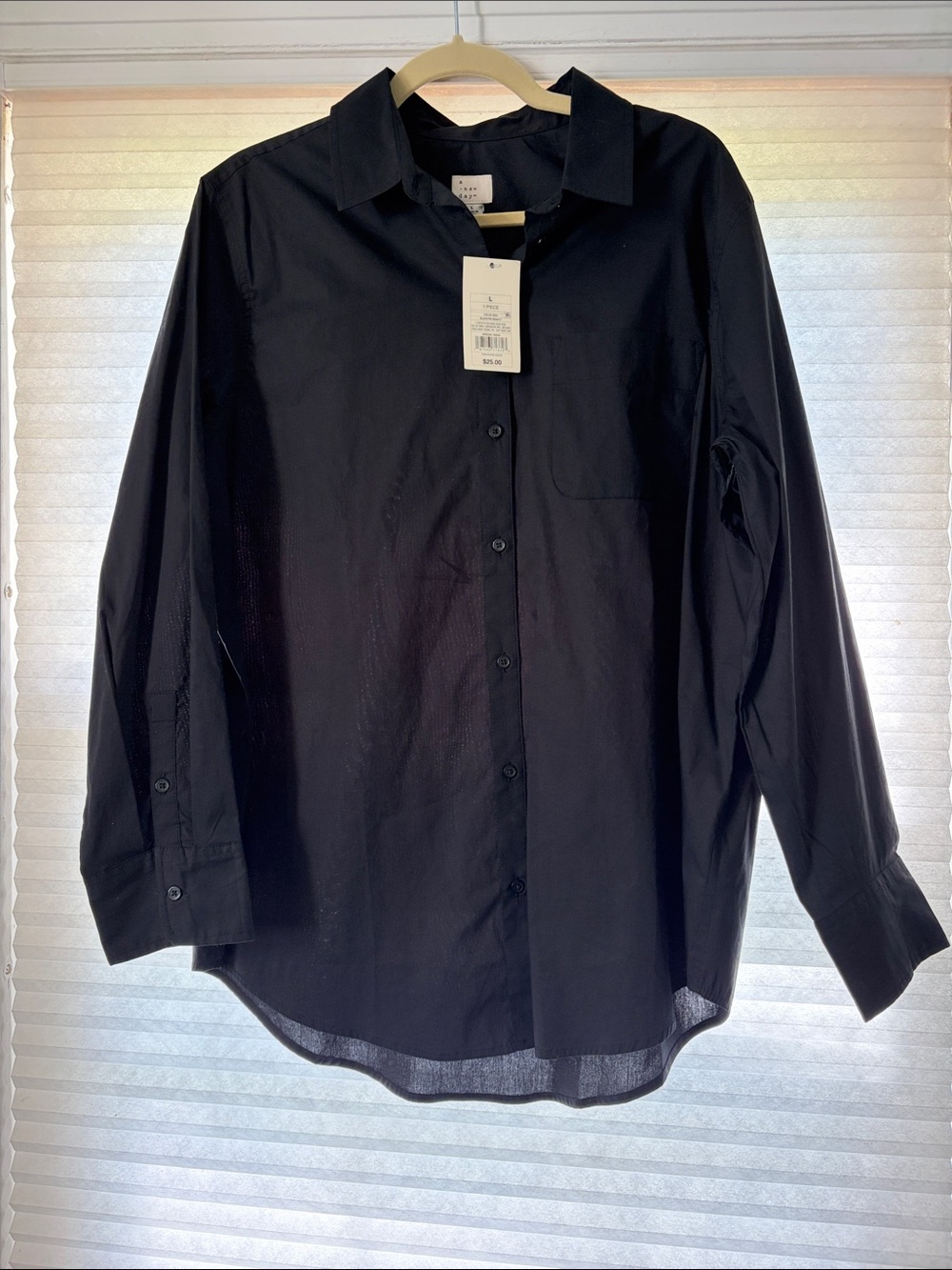 a new day Black Long-Sleeve Button-Down Shirt